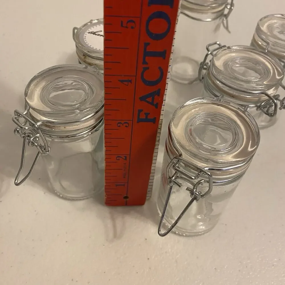 Spice Jars Set of 7 Clear Glass Airtight Hinged Lid 3